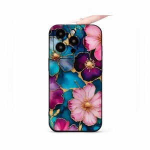 iPhone Phone Case Black TPU Elegant Floral Print Case